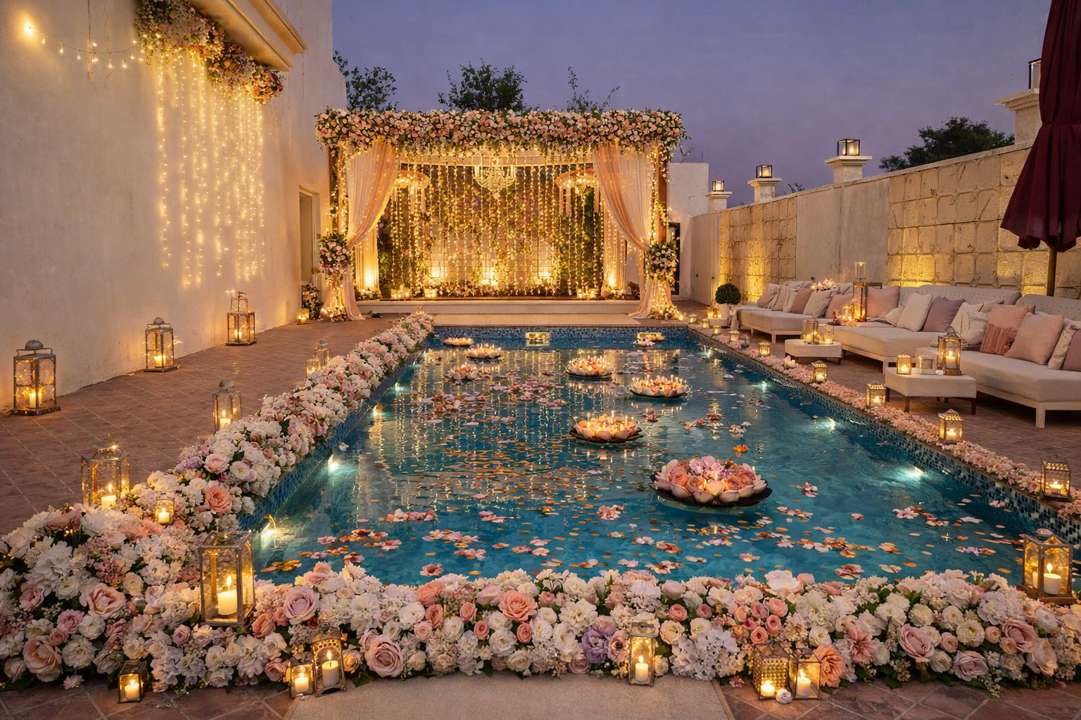 Poolside sangeet stage